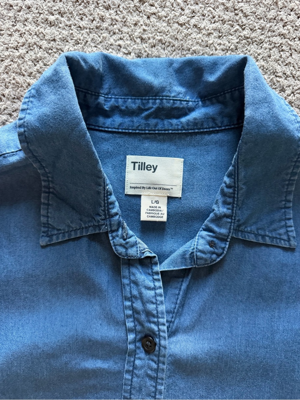 Tilley Women's Blue Denim Button-Down Shirt